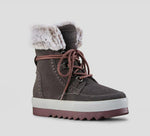 Load image into Gallery viewer, The Waterproof Fur Collar Lace Snow Boot in Pewter
